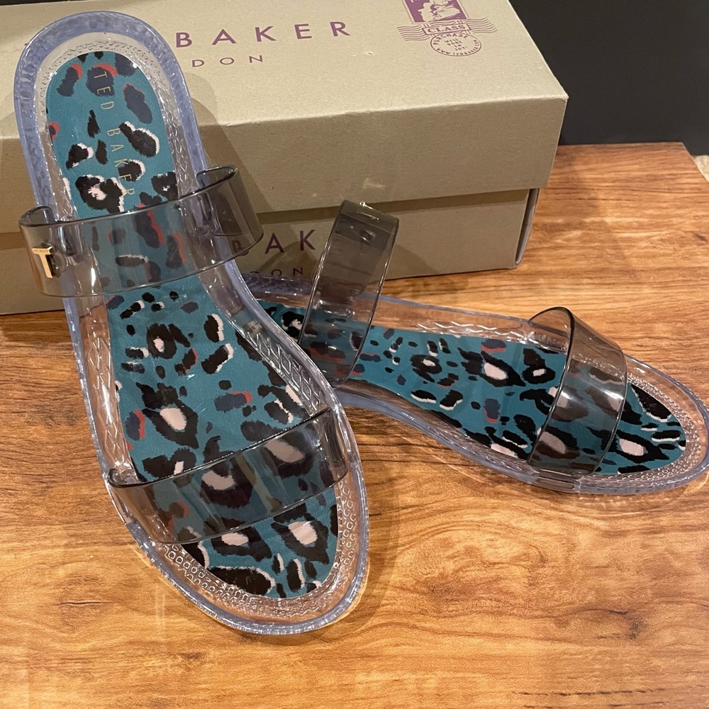 🆕Ted Baker🆕 Jelley Leopard Print Clear Slide Sandal - size 9